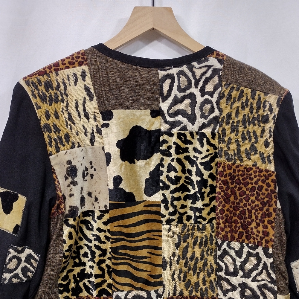 Vintage Stonebridge Animal Print Patchwork Jacket Womens M Boho Retro 90s Y2K - Picture 6 of 8